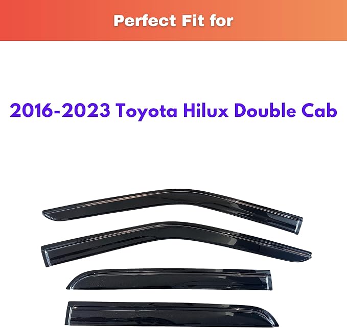 KPY Rain Guards Fit for 2016-2023 Toyota Hilux Double Cab, Out-Channel Window Visors Vent Wind Deflectors 4PC, Truck Accessories for 16-23 Hilux Double Cab