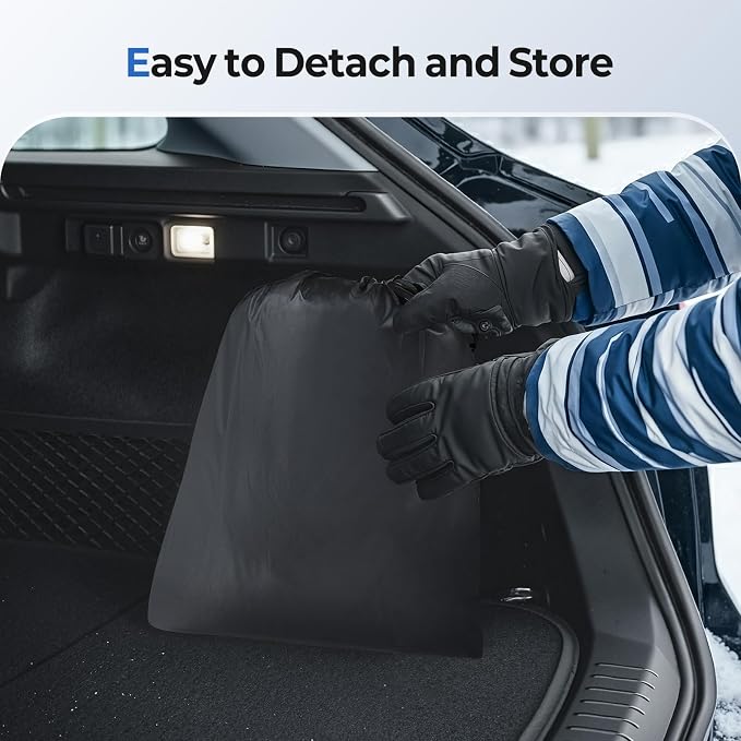Car Windshield Cover for Ice and Snow Heavy Duty Fabric with Side Mirror Cover,Standard Winter Frost Hail Protector for Most Car, Truck, SUV, Van and MPV (66x 47Inch)