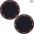 2PCS Bling Cup Holder Coaster, 2.75 Inch Auto Car Cup Holder Insert Coasters, Soft Silicone Anti-Slip Shockproof, Universal Vehicle Interior Accessories for Women Girls (Black & Red)