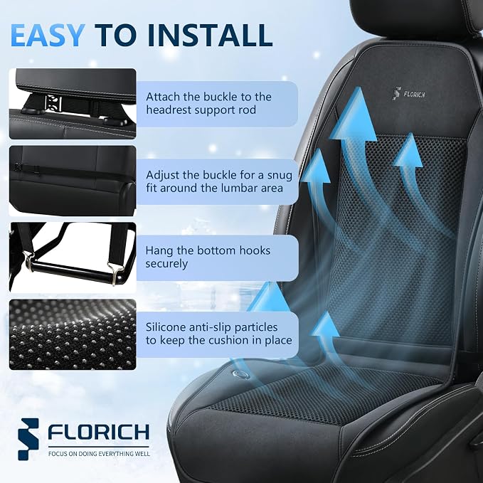 Cooling Car Seat Covers with Blowing & Suction, 12V-24V Cooling Ventilated Car Seat Cushion with 8 Turbo Fans 3-Speed Adjustable Universal Fit for Car SUV Truck Van for Summer Driving