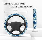 Hawaiian Hibiscus Flower Steering Wheel Cover Non-Slip Auto Steering Wheel Protector Car Accessories Universal Fit 15 Inches for Men Women