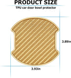 Mandark Car Door Handle Cup Scratch Protector, 4PCS 3D TPU Carbon Fiber Vehicle Door Bowl Sticker, Automotive Handle Paint Protective Film Cover, Universal Fit (Golden, Large)