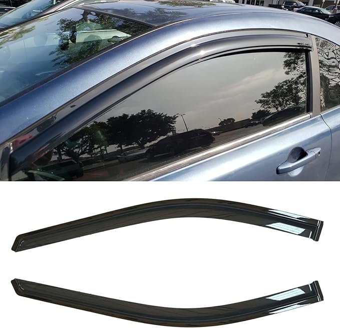 Rainproof Side Window Wind Deflectors for Fiat 500 2011-2019, Tape-on Sun Rain Guard Sets,Nice Looking Window Visors for Cars,Vent Deflector for Fiat 500 11-19 92385