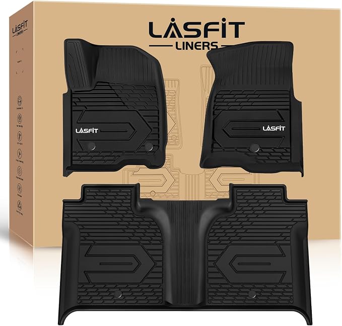 Floor Mats 2019-2026 for Chevy Silverado/GMC Sierra 1500, 2020-2026 for 2500 HD/3500 HD, Crew Cab & Bucket Seat Only (Fit with Rear Under-Seat Storage Box, Not Fit 2nd Row Plastic Box), Black