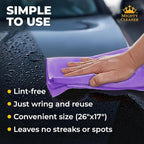 Premium Shammy Cloth for Car Drying - Super Absorbent Reusable Chamois Towel - Scratch-Free Car Drying Towel (26'x17')
