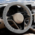 Premium Gray Diamond Patterned Plush Steering Wheel Cover, for Universal Auto Steering Wheel 14.5-15 in, Short Fluffy, Anti-Slip, Soft Plush, Comforting and Luxurious, Odorless, Soft Texture
