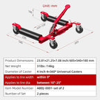 Car Dolly Jack Set of 2, Mechanical 1500-lbs Wheel Dolly, 9'' car Wheel Dolly Positioning Jack, Car Dollies for Vehicle Positioning & Auto Repair Moving, Red