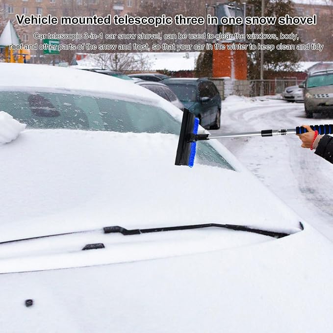 Ice Scraper Snow Brush, 3 in 1 Car Snow Brush and Ice Scraper, Ergonomic Foam Grip, Durable Ice Scraper for Snow Removal, Cars, Trucks
