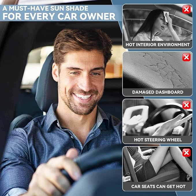 for Audi Q7 2016-2026 Windshield Sun Shade - 4 Layers Car Sunshades for Front Windows Shade Cover Custom Fit Q7 SUV Sun Visor 250T Retractable Shade Blocks UV Rays Car Accessories