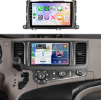 5Ghz WiFi Car Stereo Radio for Toyota Sienna 2011-2014 Support Wireless Carplay Android Auto 9'' HD 1080P Touchscreen with Android 15 GPS Navigation EQ AHD Backup Camera FM/RDS Radio SWC 2G+64G