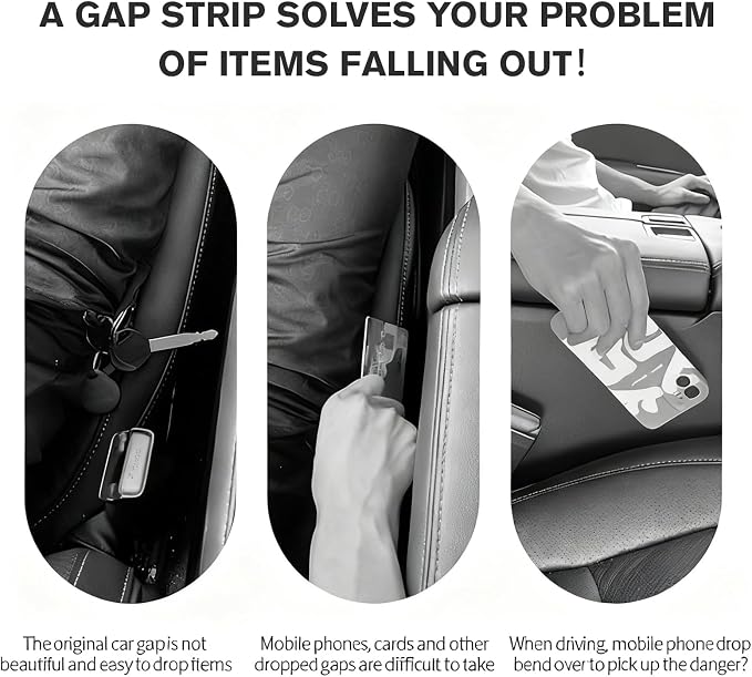Car Seat Gap Filler Set of 2, Car Accessories Interior Organizer, Seat Gap Plug Fit Sedan SUV Truck, Gray