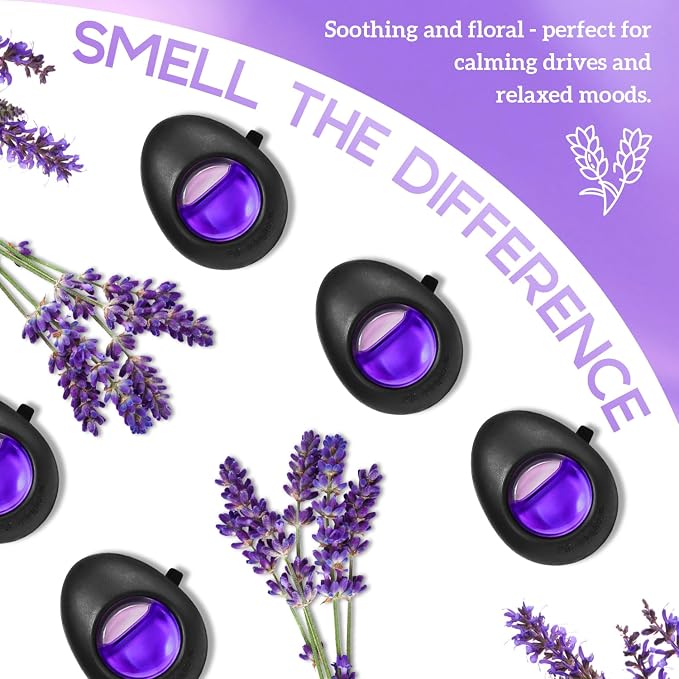 Car Air Freshener Vent Clip 3 Count (Pack of 2), Lavender Scent | Long-Lasting Car Odor Eliminator, Easy Clip-On, Up to 180 Days Freshness for Cars, Trucks, and SUVs, 4 mL Each