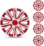 4-Pack 13 Inches Wheel Rim Cover Hubcaps,Redesign Fashion Style Replacement Hubcaps,Car Truck SUV Hub Accessories, White&Red