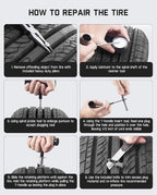 Fanttik Tire Repair Kit-24pcs Heavy Duty Tire Plug Kit, Fix Punctures and Plug Flats Patch, Universal Tire Repair Tools for Autos, Cars, Motorcycles, Trucks, ARBs, ATVs, Tractors, RVs, SUVs, Trailers