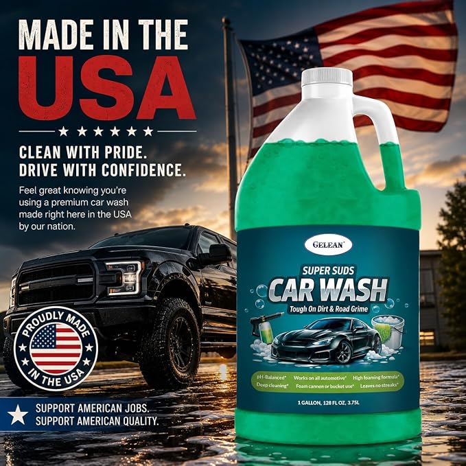 Car Wash Soap – Super Suds High Foaming- 128oz- USA - Deep Cleaning | Foam Cannon or Bucket Use | Cars, Trucks & more |pH-Balanced, Streak-Free | Removes Dirt & Grime | Concentrated car shampoo