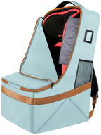 Padded Car Seat Travel Bag for Air Travel, Carseat Cover Backpack with Shoulder Straps, Large Carseat Gate Check Bag, Baby Travel Essential(Light Cyan)
