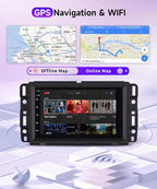 4G+64G Android 15 Car Radio for Chevrolet Chevy Silverado GMC Sierra Yukon 2007-2013, Car Stereo Wireless CarPlay Android Auto, GPS 5G-WiFi, Bluetooth 5.0, EQ, Backup Camera