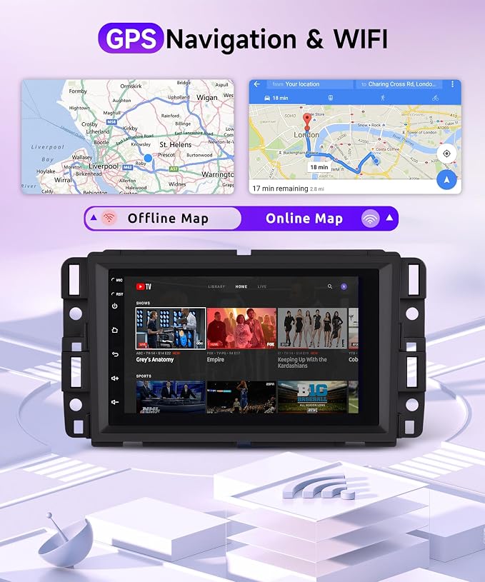 4G+64G Android 15 Car Radio for Chevrolet Chevy Silverado GMC Sierra Yukon 2007-2013, Car Stereo Wireless CarPlay Android Auto, GPS 5G-WiFi, Bluetooth 5.0, EQ, Backup Camera