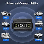 TM8 Tire Pressure Monitoring System, Wireless Solar TPMS with 4 External Sensors & 6 Alarm Modes, Colorful Display, Easy to Intall on Windshield, Ideal for RV Sedan SUV MPV Truck (0-87 PSI)