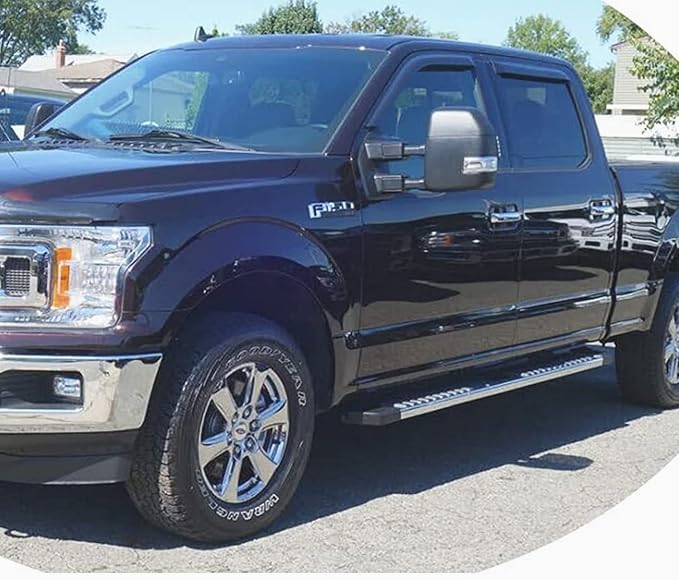 Side Window Visors Rain Guards Vent Deflectors for 2015-2025 Ford F150 Crew Cab, 2017-2025 F250 F350 SuperDuty Crew Cab, Smoke Window Vent Sun Shade Truck Accessories 4pcs 94975