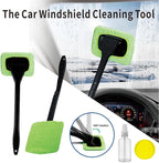 10pcs Car Windshield Cleaning Tool, Windshield Cleaner with 5 Washable and Reusable Microfiber Pads and Extendable Handle, for Auto Glass Wiper (Green（10pcs）)