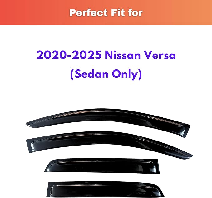 KPY Rain Guards Fit for 2020-2025 Nissan Versa Sedan, Out-Channel Window Visors Vent Wind Deflectors 4PC, Car Accessories for 20-25 Versa Sedan