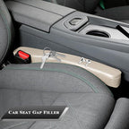 2PCS Car Seat Gap Filler, Soft Foam Leather No Drop Automotive Gap Stopper Between Seat and Console, Vehicle Seam Guard Gap Plug Crevice Catcher Blocker, Universal Fit (Beige)