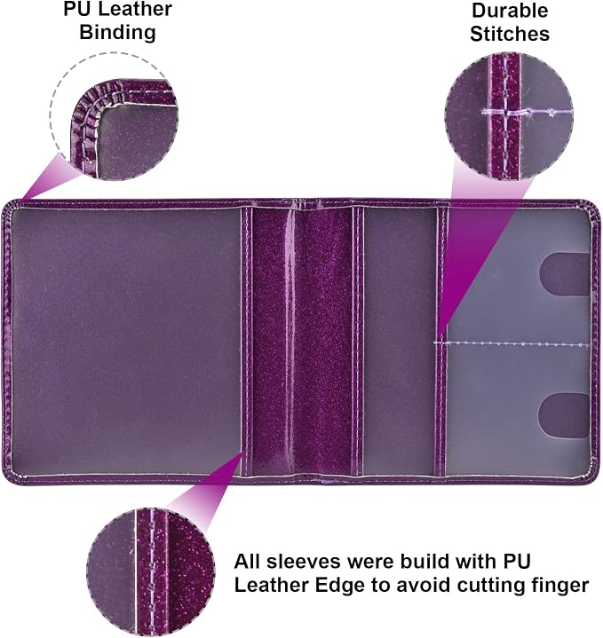 Car Registration and Insurance Holder, Vehicle Glove Box Car Organizer Men Women Wallet Accessories Case for Cards, Essential Document, Driver License, Bling Purple