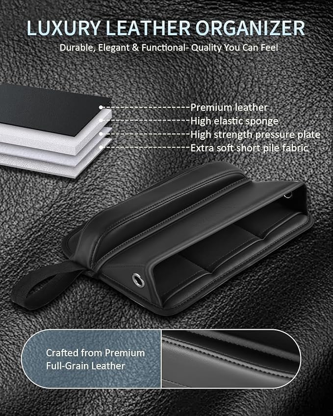 Car Seat Gap Filler, Pro-Seats Gap Filler Organizer and Storages 2-in-1, Premium Leather Center Console Organizer, Car Organizer Front Seat Universal Fit for Car SUV Truck