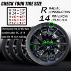 Hubcap Wheel Cover Replacement R14 Hub Caps Universal-Fit Steel Wheel Rim Cover ABS Material Exterior Accessories for Car Truck SUV -Set of 4（14-inch，Black）