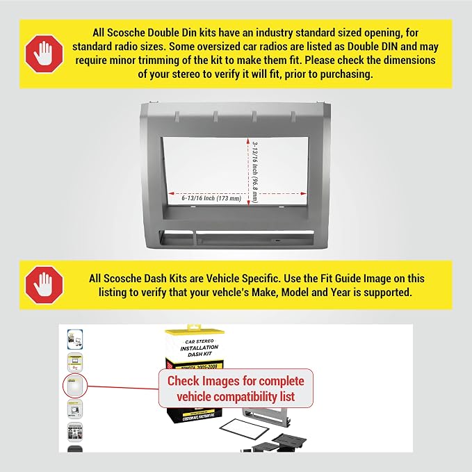 TA2053B Double DIN Radio Install Dash Kit Compatible with Select 2005-2008 Toyota Tacoma - Aftermarket Car Stereo Installation Kit - See Fit Guide in Images to Verify Vehicle Compatibility