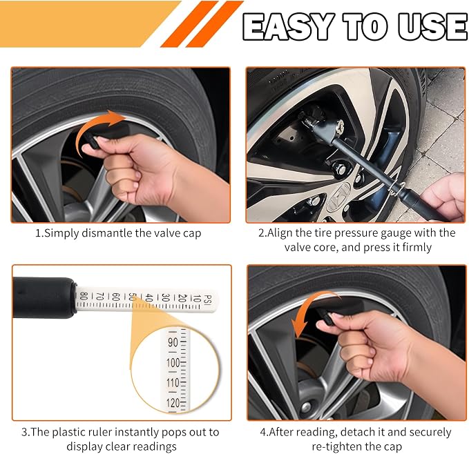 Semi Truck Tire Pressure Gauge Heavy Duty,Dual Head Tire Gauges for Tires Pressure Measure 1-10 Bar & 10-150 PSI,Semi Tires Pressures Gauge Semis Truck Tools for Semis Trucks,Car,RV