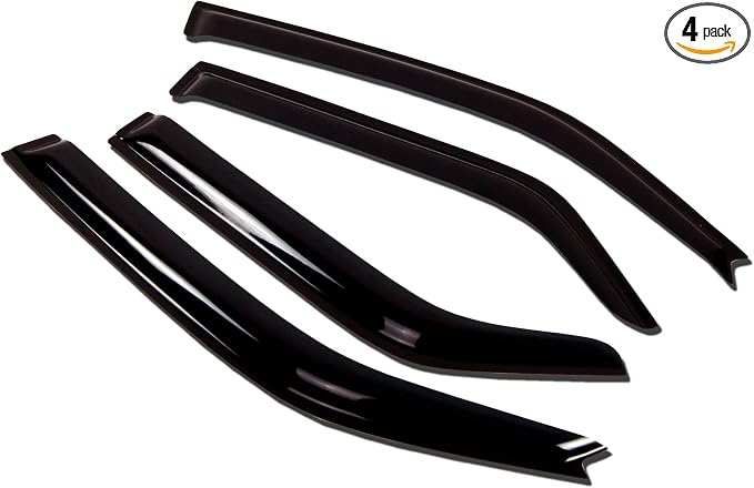WV-492 Outside Mount Window Visor Deflector Rain Guard Dark Smoke 4-pc Set, Compatible with 1999-2005 BMW 323i 328i