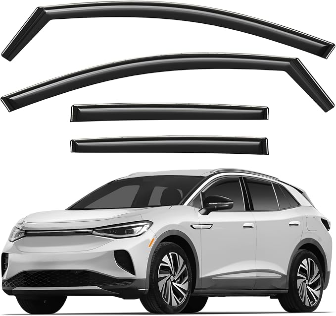 GrandWheel Window Deflectors Smoke Tinted in-Channel Side Window Vent Visor Deflectors Rain Guards Compatible with Volkswagen ID.4 2021-2026 - 4 pcs. GW0843