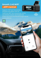 Dash Cam 2.5K Front Dash Camera for Cars with App, WiFi Mini Dashcam Built-in IPS Screen, Night Vision, G-Sensor, Smart Voice, Loop Recording, 24H Parking Mode, 32G SD Card Included, Support 256GB Max