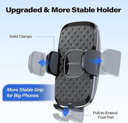 14'' Gooseneck Car Phone Holder,Heavy Duty Phone Holder for Truck, [Flexibile Long Arm] [Anti Shake stabilizer] Windshield Car Phone Mount Suction Cup,Fit for iPhone, Samsung (Black Plaid)