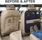 2 Pack Car Back Seat Cover 3 Pocket + 1 XLarge Pocket Organizer Protector from Dirt Scratches Mud Fit All Automotive Model Waterproof Durable Preventing the Impact of Children Kick 17"x25"