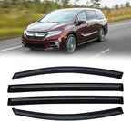 Rain Guards for 2018-2026 Honda Odyssey, Out-Channel Window Visor Shields Vent Deflector Shade Wind Dark Smoke 2019 2020 2021 2022 2023 2024, Tape-On Outside-Mount, 4PCS