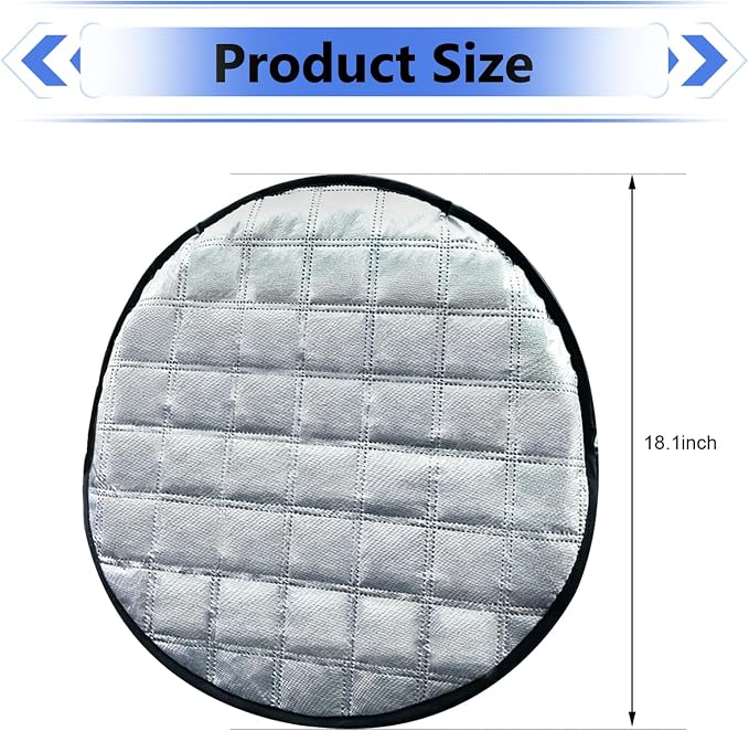 Car Steering Wheel Cover Sun Shade, 16.93" Thickened Aluminum Film Steering Wheel Protector, Slip-on Installation, Universal for Car SUV Truck Van (Silver)