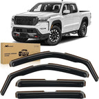 in-Channel Rain Guards for Frontier Crew Cab 2022-2026, Vent Window Visors, Low Profile Wind Deflectors for Rain & Fresh Air Ventilation, Smoke Tinted, 4PCS