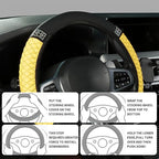 Bling Car Steering Wheel Cover, 15 Inch Rhinestones Soft Leather Elastic Steering Wheel Protector, Sparkly Crystal Diamond for Women, Car Interior Accessories for Most Cars (Yellow)