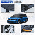 Half Car Cover, Windshield Cover for Ice and Snow Top with Reflective Straps, Roof Cover Waterproof All Weather Dust, Sun Protection. Front Rear Window Cover Fit Hatchback. 2L (UP to 133'')