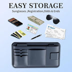 Car Visor Organizer, Premium Leather Sunglasses & Card Holder for Cars, Registration/Insurance Slot, Credit Card Pockets, Organizer for Car Sun Visor (Black Leather)