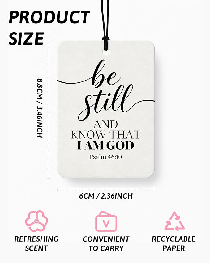 Minimalist Christian Car Air Freshener 4 Pcs Coconut Scented, Religious Bible Verse Car Accessories Mirror Decor for Women, Christian Hanging Air Freshener for Cars Closet Drawer Books