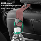2PCS Car Seat Headrest Hook, Suede Leather Heart Hanger, Brown | 1.77x6.42 Inch, Universal fit, most Sedans/SUVs/Trucks, alloy core, half-open mount, interior accessories
