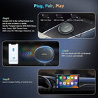 AI CarPlay Box Dual-WiFi Wireless CarPlay&Android Auto Adapter | Built-in Android Multimedia System, Video & Music Apps, Navigation, AI Voice, Support Factory Wired CarPlay/Android Auto