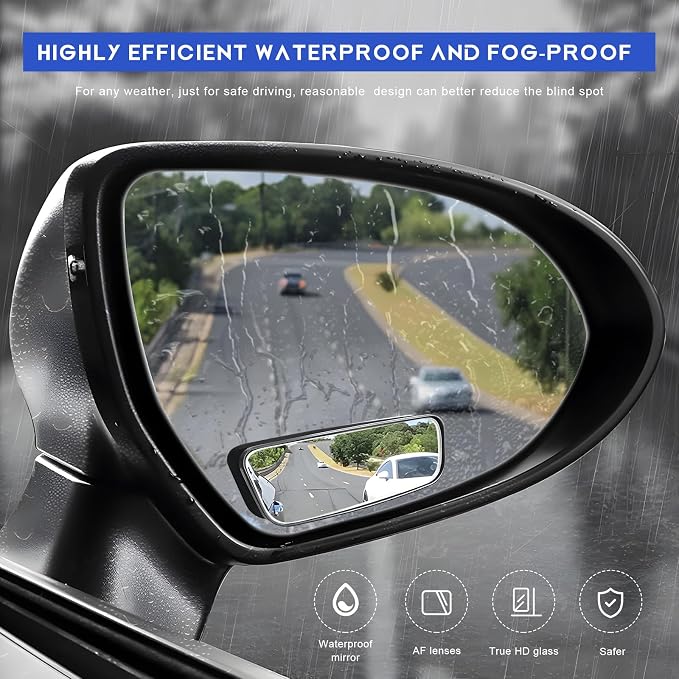 2 PCS Blind Spot Mirror, Adjustable Wide Angle Convex Side Rearview Mirrors, Long Framed Rectangular HD Glass Rear View Mirror for Sedans SUVs Trucks, Car Accessories (Framed Rectangle)