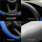 Microfiber Leather Auto Car Steering Wheel Cover, Universal Fit 15 Inch Anti-Slip Wheel Protector, Blue