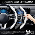 2pcs Car Steering Wheel Cover,Anti-Skid Carbon Fiber Steering Wheel Protector for Men Women,Multiple Color Options,Universal for Most Car Interiors Accessories (White)