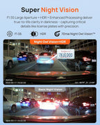 Dash Cam Front and Rear - 2.5K+1080P Dual Dash Camera with HDR, Super Night Vision, F1.55 Aperture, 24H Parking Mode, Built-in Wi-Fi & GPS, G-Sensor, Loop Recording, 64GB Card Included (A410)